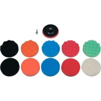 Губки і хутро полірувальні, на липучці YATO Ø= 125мм, h= 25мм з опорн диском і адаптером М14, 12 ел