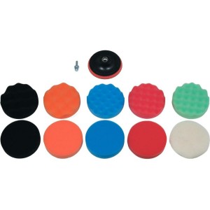 Губки і хутро полірувальні, на липучці YATO Ø= 125мм, h= 25мм з опорн диском і адаптером М14, 12 ел