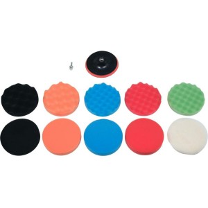 Губки і хутро полірувальні, на липучці YATO Ø= 150мм, h= 25мм з опорн диском і адаптером М14, 12 ел