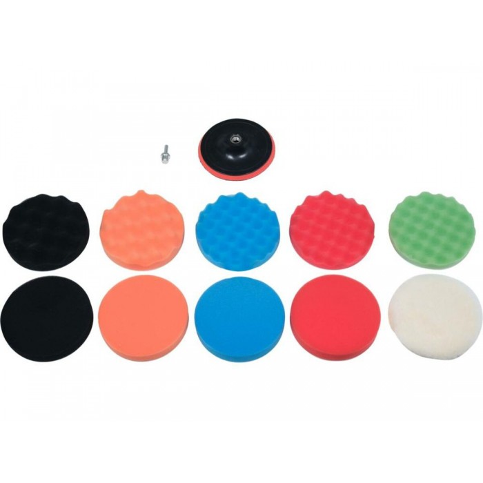 Губки і хутро полірувальні, на липучці YATO Ø= 150мм, h= 25мм з опорн диском і адаптером М14, 12 ел