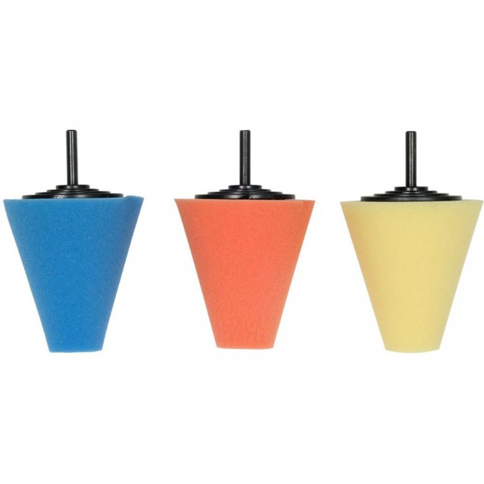 Губки полірувальні конусні для колісних дисків YATO на шпинделі Ø= 6 мм, Ø= 30-75 мм, h= 80 мм, 3 шт