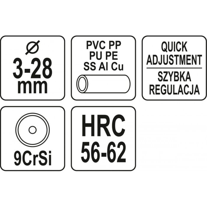 Труборіз швидкоустановний YATO: для труб Ø= 3- 28 мм [10/60]