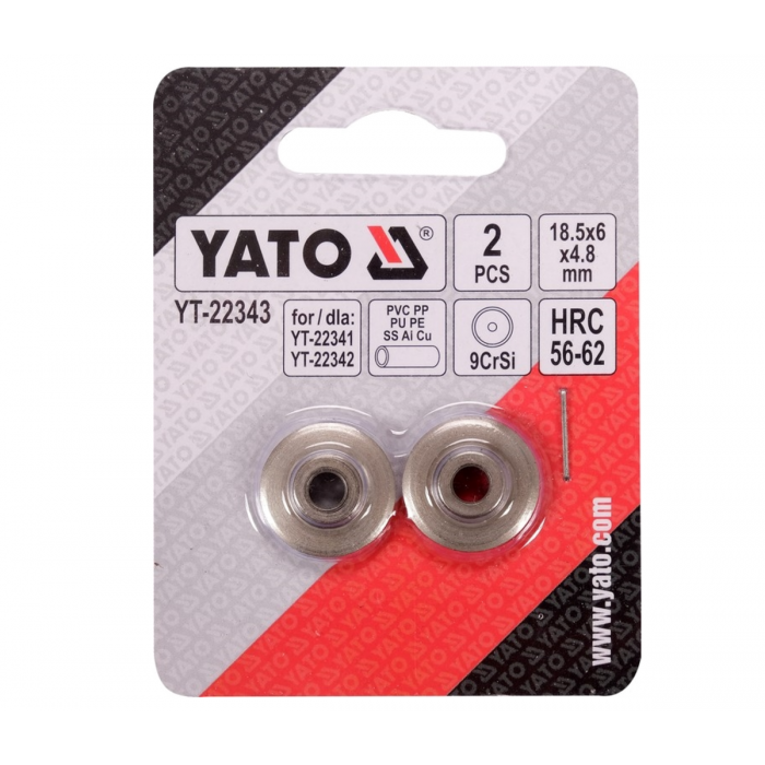 Різці дискові YATO Ø= 18,5/ 6 мм, t= 4,8 мм до труборізів YT-22341,-22342, 2 шт [24/144]