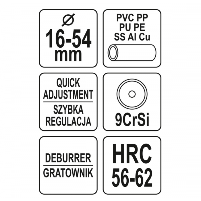 Труборіз швидкоустановний YATO: для труб Ø= 16- 54 мм(DW)