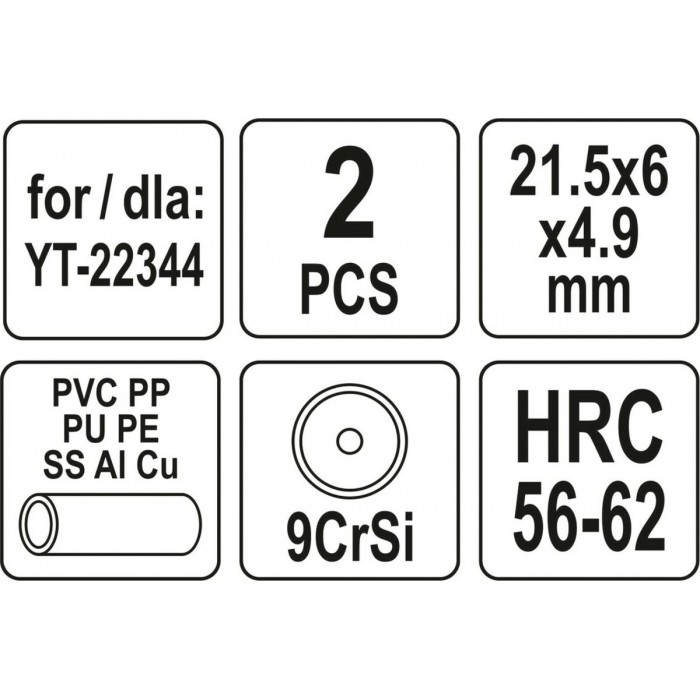 Різці дискові YATO Ø= 21,5/ 6 мм, t= 4,9 мм до труборіза YT-22344, 2 шт(DW)
