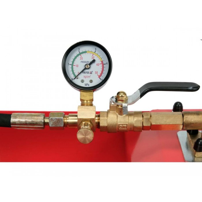 Компресор ручний для контролю щільн систем YATO тиск- 5 MPa, спол.- G1/2, ємність- 7л, шланг- 140см