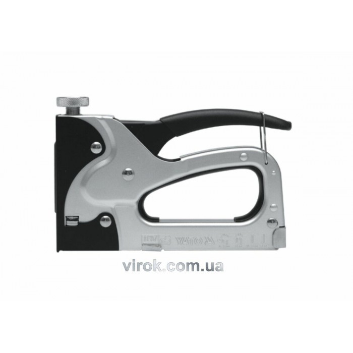 Степлер з регулятором сили YATO : для скоби/Цвяхи, b= 10.6 мм, h= 6-14 мм, t= 1,2 мм,сталь [12/24]