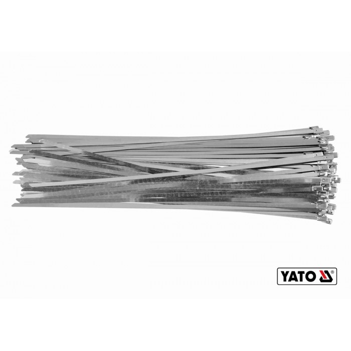 Хомут затискний YATO : смужка- 4.6 х 500 мм з нержавіючої сталі, пак. 100 шт [50]