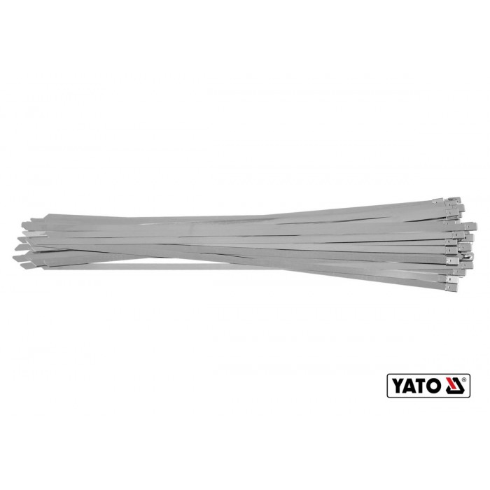 Хомут затискний YATO : смуга- 8 х 600 мм з нержавіючої сталі, пак. 50 шт [50]