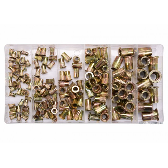 Нітогайки сталеві YATO з різними розмірами М3-М10, 150 шт. в футлярі [24]