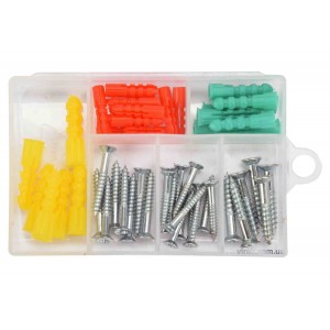 Шурупи оцинковані і дюбелі YATO 52 шт. (DW)