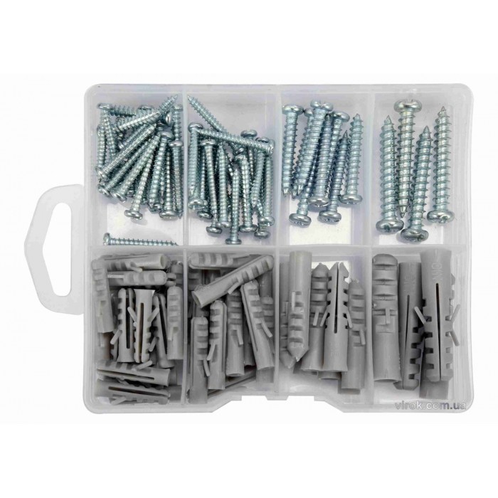 Шурупи оцинковані і дюбелі YATO 104 шт. (DW)