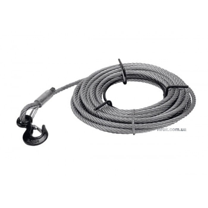 Трос для лебідки з гаком JET : l= 20 м, Ø= 12 мм. max 1.5 т.