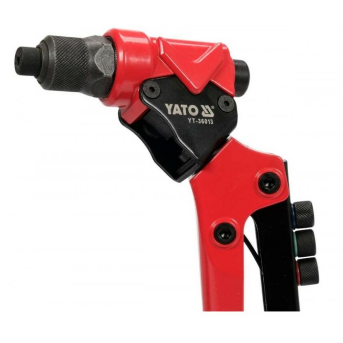 Заклепочник YATO з обертовою головкою l=275мм, для нітів Ø=2,4; 3,2; 4,0; 4,8мм, нітогайок М3-М6 [8]