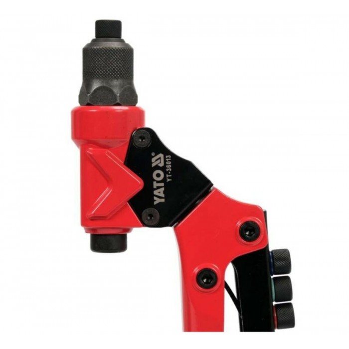 Заклепочник YATO з обертовою головкою l=275мм, для нітів Ø=2,4; 3,2; 4,0; 4,8мм, нітогайок М3-М6 [8]