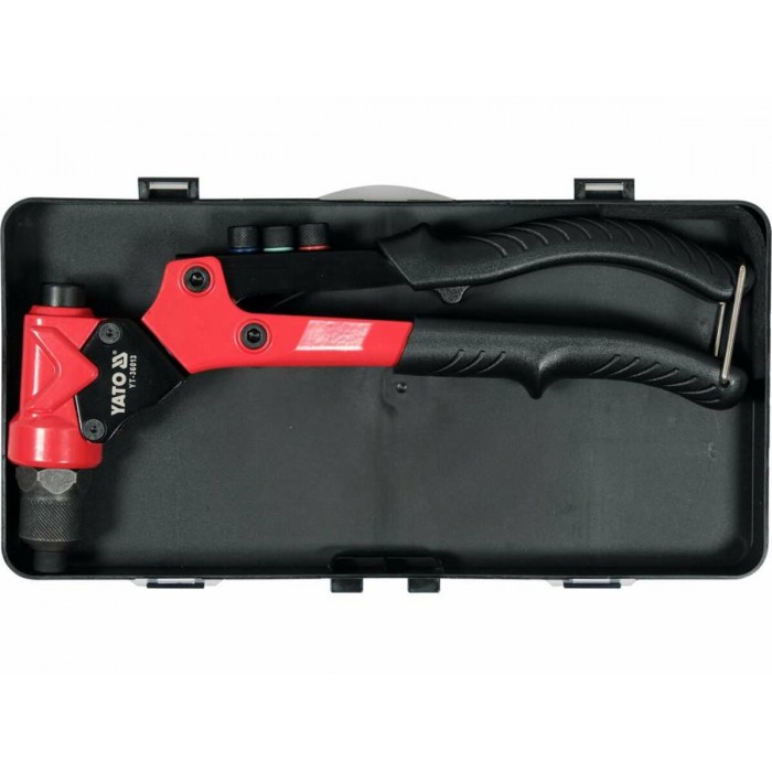 Заклепочник YATO з обертовою головкою l=275мм, для нітів Ø=2,4; 3,2; 4,0; 4,8мм, нітогайок М3-М6 [8]