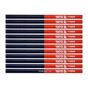 Олівці столярні двоколірні YATO : L= 175 мм, стержень 4 x 2 мм, синьо-червоні, уп. 12 шт [120]