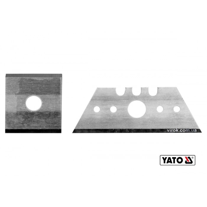Леза змінні до рубанка по г/к плитах YT-76260 YATO: трапеційне- 53х18х32 мм, квадрат- 23мм, 2шт [75]