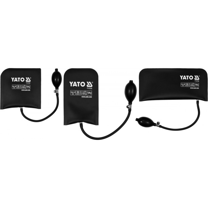 Подушки монтажні, надувні YATO: навант.-135кг, висота-50 мм, 270х130/ 165х150/ 190х110 мм, 3 шт [48]