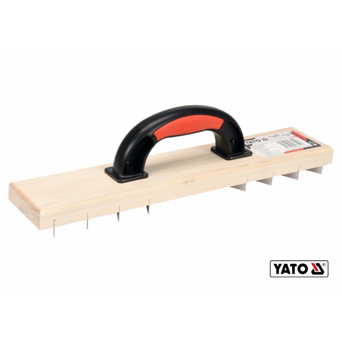 Терка для зняття штукатурки дерев'яна YATO : 405 х 84 мм, пластикова ручка [10/240]