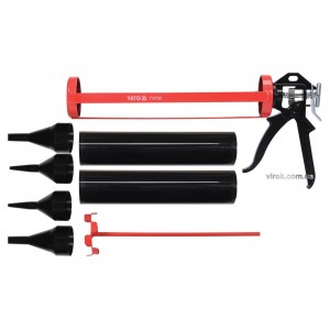 Пістолет скелетний для затирання швів YATO : L= 330 мм, Ø= 60 мм, зі змінними насадками [10]