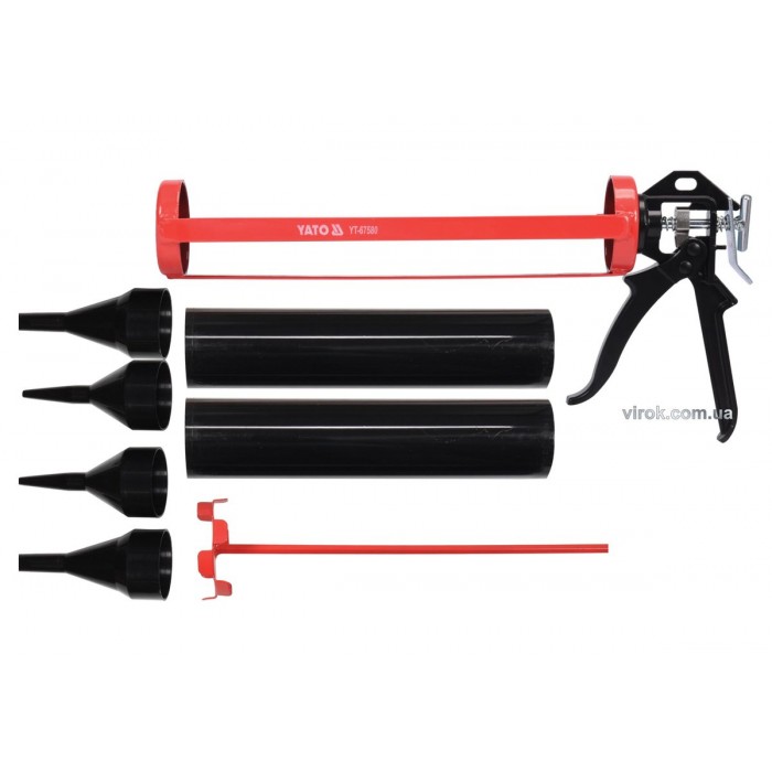 Пістолет скелетний для затирання швів YATO : L= 330 мм, Ø= 60 мм, зі змінними насадками [10]