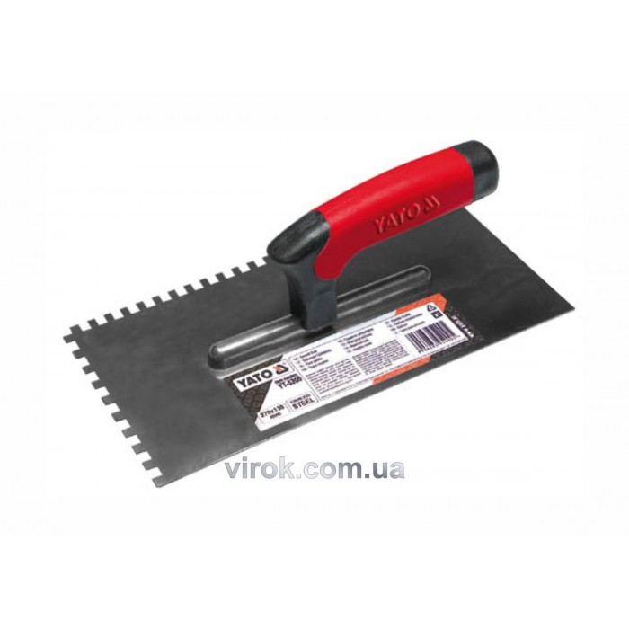 Терка гладилка зубчата YATO : 270х130 мм, зуб 10х10 мм. нержавіюча [30]