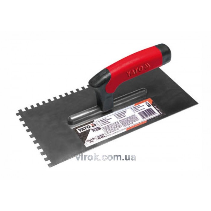 Терка гладилка зубчата YATO : 270х130 мм, зуб 6х6 мм. нержавіюча [30]