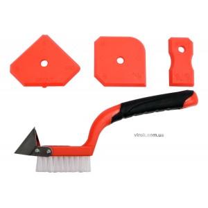 Шпатель для силікону і щітка YATO : металевий скребок, Набір 4 Од. [12/48/576]