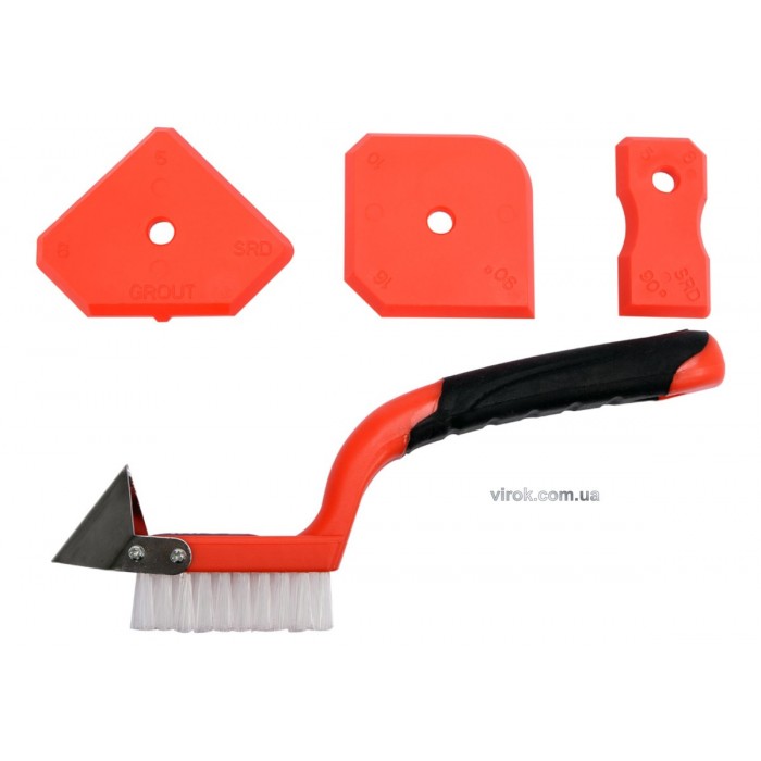 Шпатель для силікону і щітка YATO : металевий скребок, Набір 4 Од. [12/48/576]