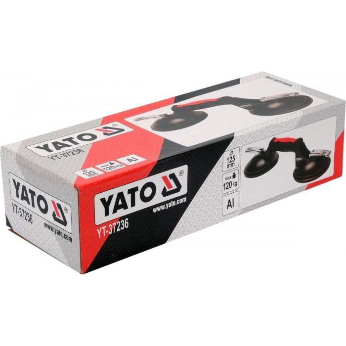 Присоски для монтажу скла YATO: 2 чашки Ø= 125 мм, m= 120 кг, 245х 125х 7 мм [20/160]