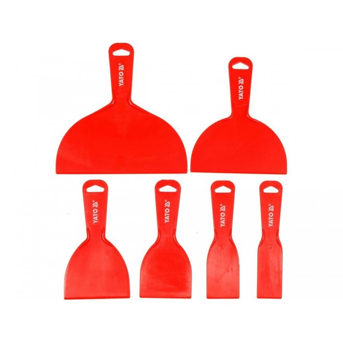 Шпателі пластикові еластичні YATO b= 40, 50, 80, 100, 150, 200 мм, l= 180 і 205 мм, 6 шт [6/24]