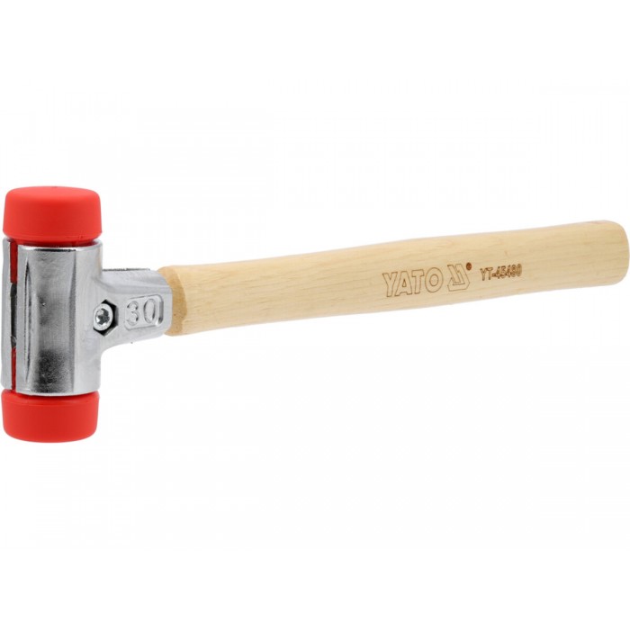 Молоток по бруківці YATO обух з високопружного ПЕ m= 522 г Ø= 30 мм, дерев'яна ручка, заг l= 300 мм
