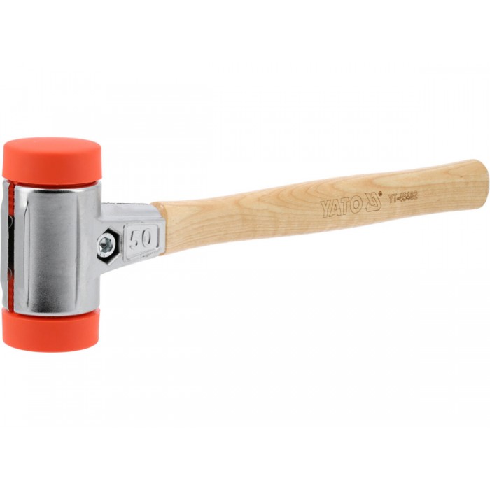 Молоток по бруківці YATO обух з високопружного ПЕ m= 830 г Ø= 50 мм, дерев'яна ручка, заг l= 385 мм