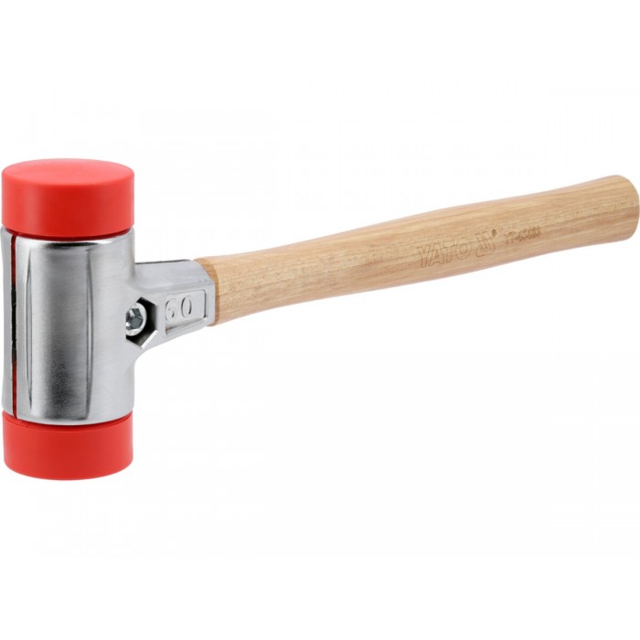 Молоток по бруківці YATO обух з високопружного ПЕ m= 1390 г Ø= 60 мм, дерев'яна ручка, заг l= 430 мм