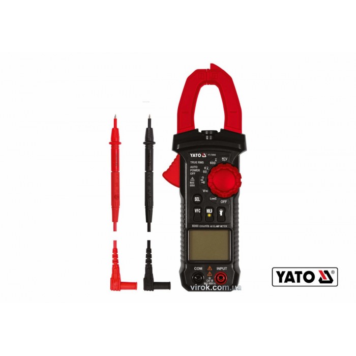 Мультиметр-кліщі для вимірювання електричних параметрів YATO з цифровим LCD-дисплеєм + чохол [40]