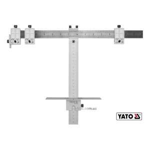 Шаблон для розмітки отворів Т-подібний YATO : 250 мм, з метричною і дюймовою шкалами + чохол [20]