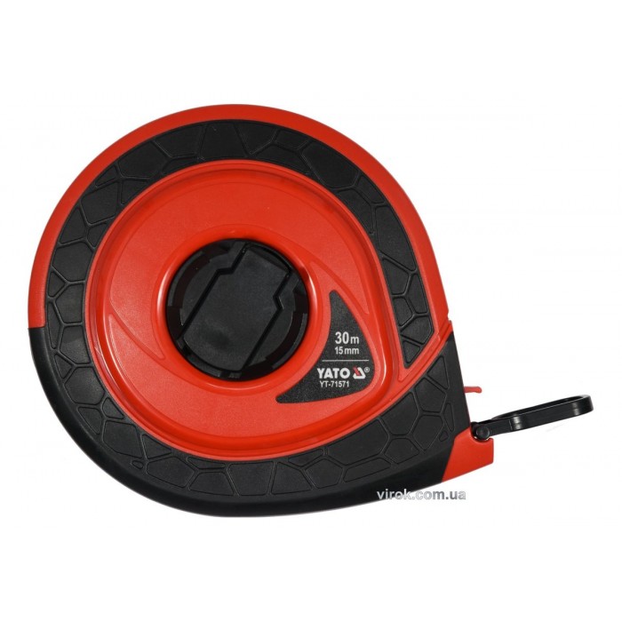 Рулетка вимірювальна скловолоконна YATO : L= 30 м, b= 15 мм, ручне змотування, закритий корпус [10]