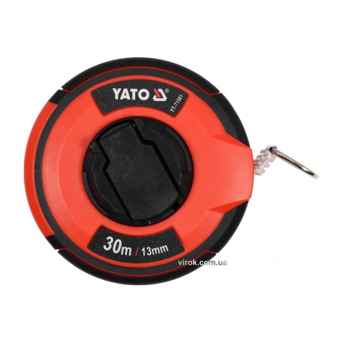 Рулетка вимірювальна сталева YATO : L= 30 м, b= 13 мм, ручне змотування, закритий корпус [10/40]