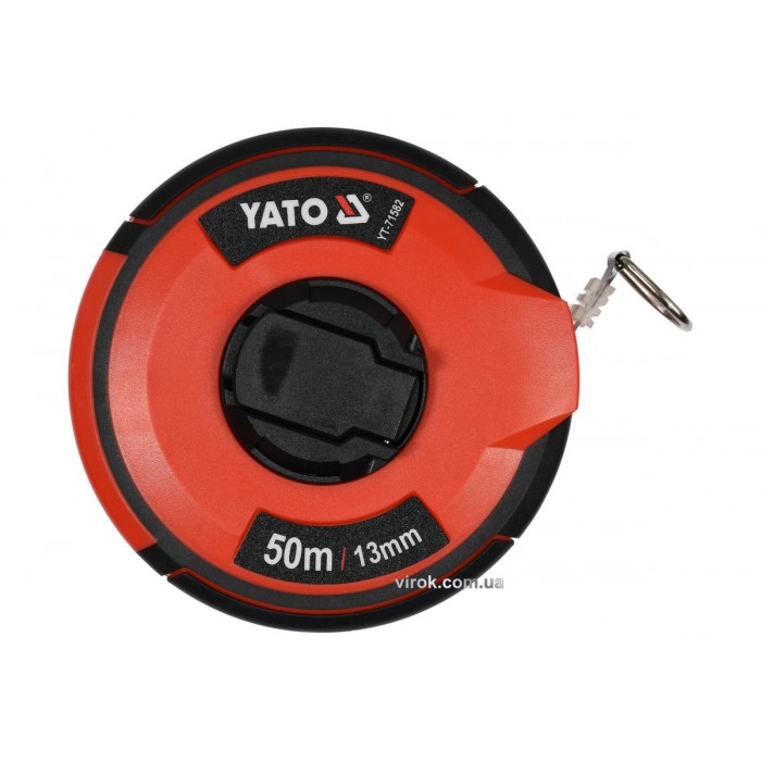 Рулетка вимірювальна сталева YATO : L= 50 м, b= 13 мм, ручне змотування, закритий корпус [5/20]