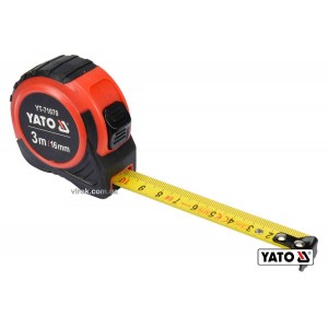 Рулетка YATO : L= 3 м x 16 мм, з сталевою стрічкою, нейлоновим покриттям [12/120]