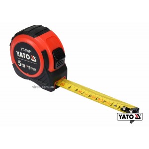 Рулетка YATO : L= 5 м x 19 мм, з сталевою стрічкою, нейлоновим покриттям [12/96]