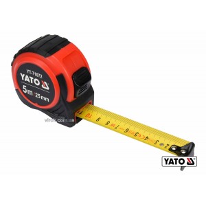Рулетка YATO : L= 5 м x 25 мм, з сталевою стрічкою, нейлоновим покриттям [12/72]