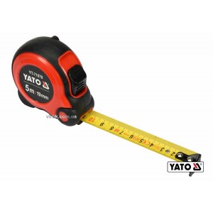 Рулетка YATO : L= 5м x 19мм,з сталевою стрічкою, нейлоновим покриттям, подвійним блокуванням [12/96]