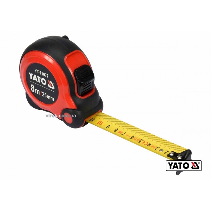 Рулетка YATO: L= 8м x25мм, з сталевою стрічкою, нейлоновим покриттям, подвійним блокуванням [6/48]