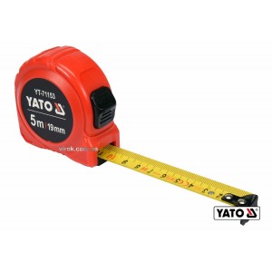 Рулетка YATO: L=5 мx19 мм, з сталевою стрічкою, нейлоновим покриттям, подвійним блокуванням [12/96]