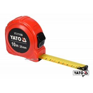 Рулетка YATO : L=10м x25мм, з сталевою стрічкою, нейлоновим покриттям, подвійним блокуванням [6/36]
