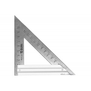 Кутник теслярський металевий YATO з прямим кутом і 2 метричними шкалами 170 мм [6/72]