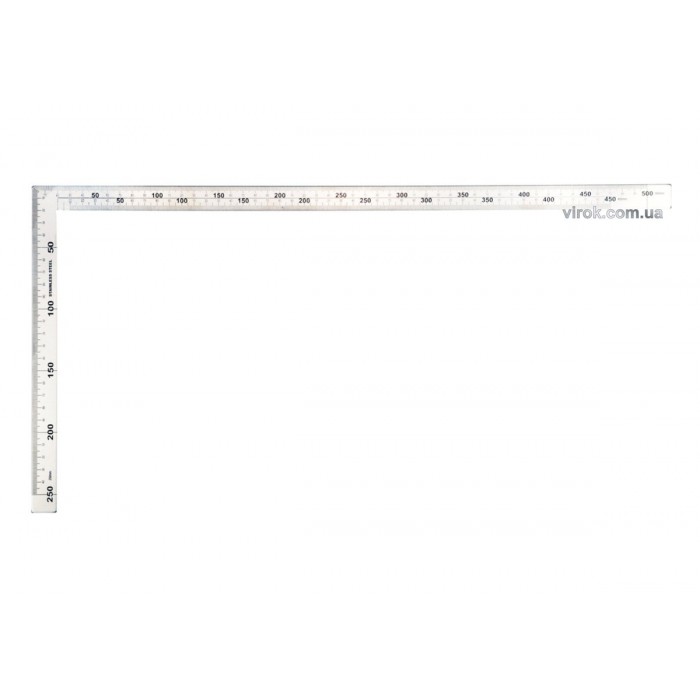 Кутник з нержавіючої сталі YATO : 90°, двосторонній з метричними шкалами, 300 х 150 мм [25/100]