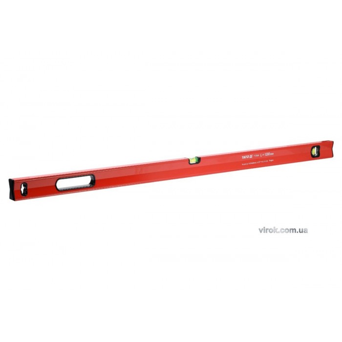 Рівень алюмінієвий з магнітом YATO : L= 120 см. 2 капсули, 1 ручка [10/20/340]